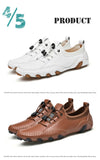 Casual Shoes Men's Genuine Leather Sneakers Summer Breathable Driving White Flats Trainers Mart Lion   