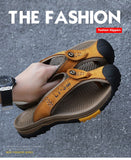 Summer Men's Flip-Flops Outdoor Genuine Leather Sandals Luxury Brand Designer Slipper Casual Beach Slipper Mart Lion   