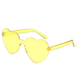 Women Colors Polycarbonate Heart Shape Tinted Party Sunglasses Girls Vintage Colors Rimless MartLion Yellow Other 