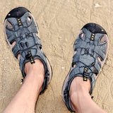 Men's Shoes Genuine Leather Sandals Summer Causal Beach Outdoor Casual Sneakers Mart Lion   