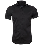 Bamboo Fiber Shirt Men Summer Short Sleeve Men's Dress Shirts MartLion Black USA Size S 