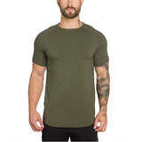 gym clothing extend hip hop street T-shirt Men's fitness bodybuilding silm fit summer Top Tees Mart Lion solid armygreen M 