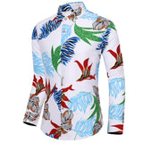 Hawaiian Shirt Flowers Print Casual Men's Oversized Dress Shirts Long Sleeve Camisa Masculina Tuxedo Shirts MartLion   