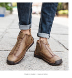 Men's Ankle Boots Handmade Leather Western Classic Motorcycle Outdoor Work Shoes