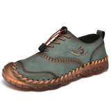 spring and summer men's shoes lace-up outdoor casual cowhide leather soft-soled moccasin Mart Lion Green 998 6.5 