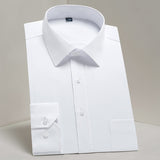 Men's Basic Standard-fit Long Sleeve Dress Shirt Solid/striped Formal White Work Office Classic Mart Lion   