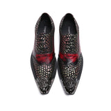 Men's Casual Red Genuine Leather Pointed Toe Lace Up British Style Formal Shoes MartLion   