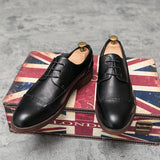 Fotwear Leather Men's Dress Shoes Office Formal Lace Up Wedding Designer Oxfords Sapatos Homens Mart Lion   