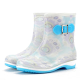 Women Rainboots Cute Spring Autumn Female Ankle Waterproof Slip-On Antiskid Shoes Wading Footwear Mart Lion 5.5 blue 