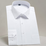 Men's Basic Standard-fit Long Sleeve Dress Shirt Solid/striped Formal White Work Office Classic Mart Lion AM004 43 