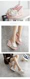 Summer Slippers Flower Decoration Platform Wedges Sandals Women High Heels Female Flip Flop Shoes Mart Lion   