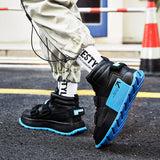 Black High Top Casual Shoes Men's Platform Sneakers Microfiber Skateboard Designer MartLion   