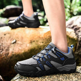 Men's Soft Outdoor Casual Shoes Summer Breathable Mesh Sneakers Light Black Hiking Footwear Running Mart Lion   