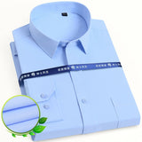 Men's Classic Long Sleeve Solid/striped Basic Dress Shirts Single Patch Pocket Formal Standard-fit Office Social Mart Lion 3012-10 40 