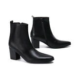 Bella Genuine Leather Men's High Heel Boots Pointed Toe Party Dress Formal Shoes MartLion   