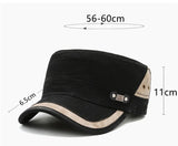 Solid Flat Top Military Hats All Cotton Vintage Army Baseball Cap Men's Women Snapback Outdoor Casual MartLion   