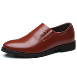 Cow Leather Elegant Men's Formal Shoes Breathable Luxury Brand Dress Footwear Black Oxford Slip-on Mart Lion Slip-on Brown 5.5 