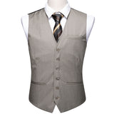 Barry Wang Men's Light Gray Plaid Waistcoat Blend Tailored Collar V-neck 3 Pocket Check Suit Vest Tie Set Formal Leisure MD-2305 Mart Lion   