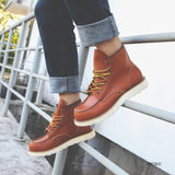 Vintage Men's Boots Lace-Up Genuine Leather Wing Handmade Work Travel Wedding Ankle Casual Boots MartLion   