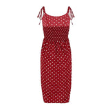 Dresses Sundress Summer Women Causal Polka Dot Sleeveless  Pleated elastic waist MartLion   