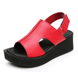 Fish Head Women Summer Shoes Sandals Selling Leather Platform Wedge MartLion   