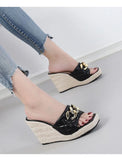 Peep toe Sandals Women Summer Shoes Platform Elegant Wedge Heel 10cm Yellow Black Pink MartLion   