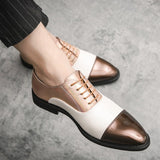 Wedding Leather Shoes Men's Gold Oxfords Pointed Toe Party Dress Lace Up Driving Designer Mart Lion   