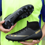 Men's Soccer Shoes Adult Kids TF/FG High Ankle Football Boots Grass Training Sport Cleats Footwear Classic Trend Sneaker Mart Lion   