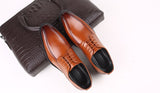 Men's Leather Dress Shoes Classic Retro Derby Lace-Up Wedding Party Office Oxfords Flats Mart Lion   