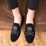 Men's Suede Leather Loafers Casual Metal Skull Decoration Moccasins Oxfords Shoes Party Footwear Slip-On Driving Flats Mart Lion   