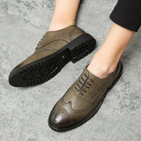 Fotwear Men's Dress Shoes Brogues Office Leather Lace Up Wedding Oxfords Brown Formal Sneakers Mart Lion   