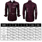 Barry Wang Luxury Red Paisley Silk Shirts Men's Long Sleeve Casual Flower Shirts Designer Fit Dress MartLion   