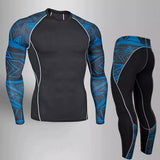 Compression Men's Sports underwear MMA rash guard Fitness Leggings Jogging T-shirt Quick dry Gym Workout Sport MartLion blue S 