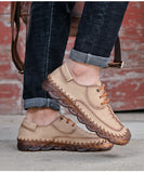spring and summer men's shoes lace-up outdoor casual cowhide leather soft-soled moccasin Mart Lion   