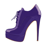 Onlymaker Women Ankle Boots Platform Patent Leather High Heel Lace Up Stiletto Comfy MartLion PC8103K 5 