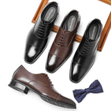 Men's Dress Shoes PU Leather 3.5CM Heel Elegant Suit Formal Oxfords Luxury Brand Mart Lion   