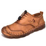 spring and summer men's shoes lace-up outdoor casual cowhide leather soft-soled moccasin Mart Lion Brown 998 6.5 