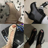 High Heels Hollow Mesh Sandals Summer Trend Comfort Peep Toe Boots Stilettos Jazz Dance Female Shoes Mart Lion   