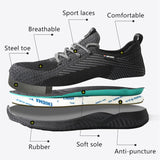 Breathable Men's Safety Shoes Steel Toe Toe Anti-piercing Indestructible Lightweight Work Sneakers Mart Lion   