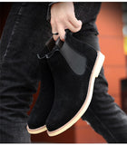 Winter Warm Plush Men's Boots Cow suede Chelsea Non-slip Snow Handmade Ankle Mart Lion   