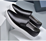 High End Men's Genuine Leather Casual Shoes Concise Cool Slip-on Loafers Flat Skate Mart Lion   