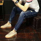 Men  splice Slim Stretch Jeans Classic Multi-pocket cotton male Casual denim MartLion   