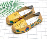 Spring Autumn Women Flats Split Leather Shoes Slip on Ballet Flats Flats Print Moccasins Loafers MartLion   