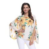 Women Blouses Print Chiffon Blouse Shirt Batwing Sleeve Casual MartLion picture color 1 5XL 