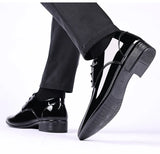 Luxury Oxford Leather Shoes Men's Breathable Patent Leather Formal Office Wedding Flats Black MartLion   