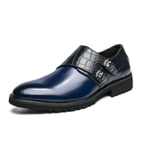 Wedding Formal Shoes Men's Leather Oxfords Slip On Party Dress Zapatos Hombre Mart Lion Blue 6.5 
