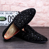 Movechain Arrive Men's Genuine Leather Loafers Casual Shoes Rhinestone Driving Flats Dress Wedding Mart Lion   