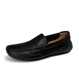 Winter Warm Men's Loafers Genuine Leather Driving Shoes Casual Designer Fur Loafers MartLion Black Without Fur 11 