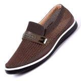 Summer Mesh Shoes Men's Slip-On Flat Sapatos Hollow Out Father Casual Moccasins Basic Espadrille Mart Lion 13 Coffee 5.5 