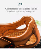 Classic Men's Sandals Summer Genuine Leather Outdoor Casual Lightweight Slipper Mart Lion   